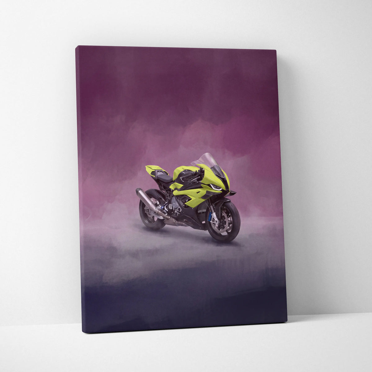BMW S1000RR Inspired Sport Bike Wall Art, Track Racing Canvas Art & Superbike Garage Print