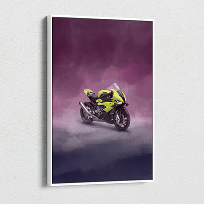 BMW S1000RR Inspired Sport Bike Wall Art, Track Racing Canvas Art & Superbike Garage Print