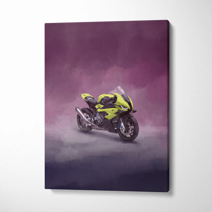 BMW S1000RR Inspired Sport Bike Wall Art, Track Racing Canvas Art & Superbike Garage Print
