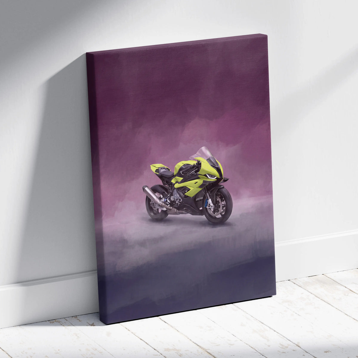 BMW S1000RR Inspired Sport Bike Wall Art, Track Racing Canvas Art & Superbike Garage Print