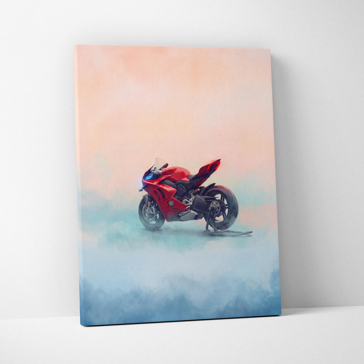 Ducati Panigale V4 Inspired Sport Bike Wall Art, Italian Superbike Poster and Track Day Gift