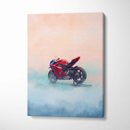 Ducati Panigale V4 Inspired Sport Bike Wall Art, Italian Superbike Poster and Track Day Gift