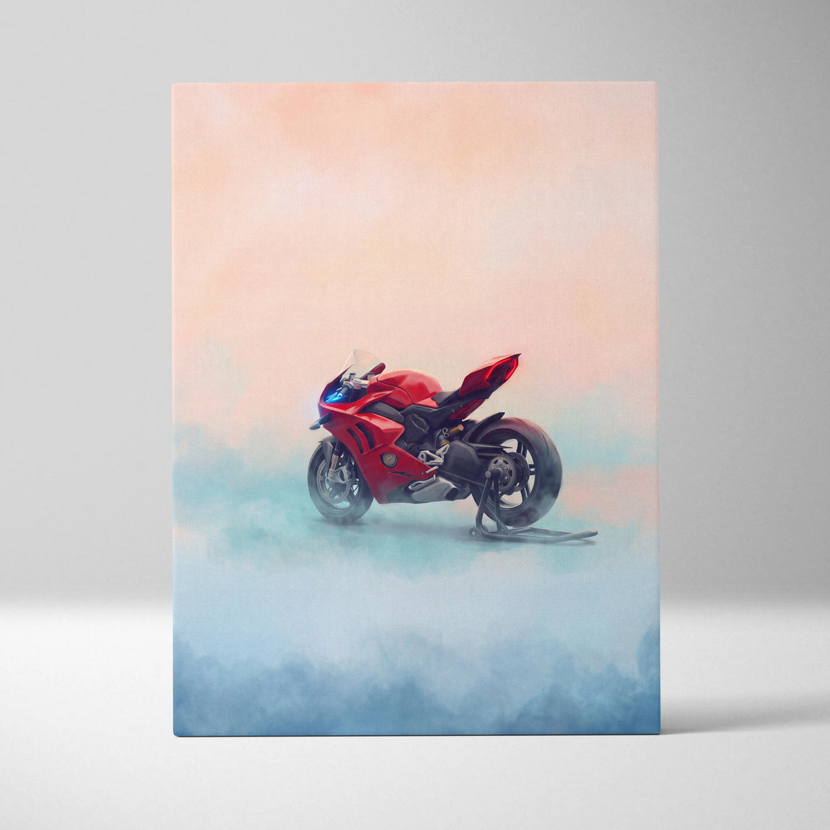 Ducati Panigale V4 Inspired Sport Bike Wall Art, Italian Superbike Poster and Track Day Gift