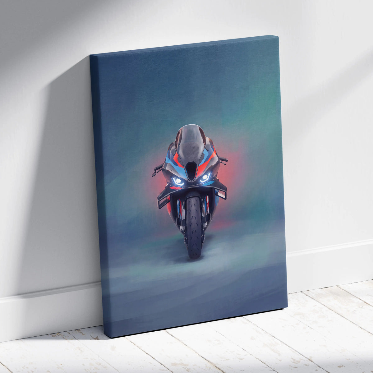 BMW M1000RR Inspired Supersport Wall Art, Carbon Superbike Canvas Print & Garage Decor