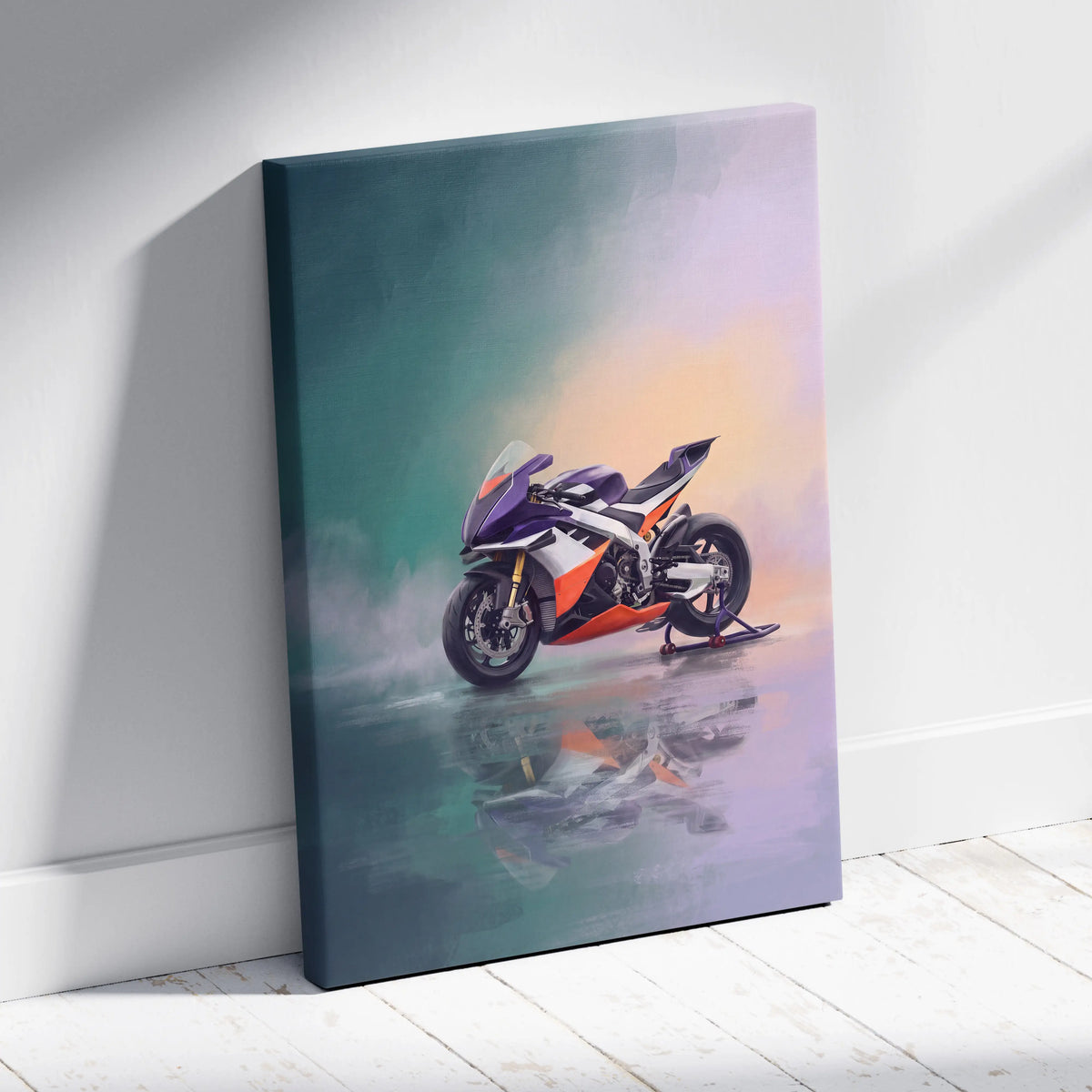 Aprilia RSV4 Xtrenta Inspired Sport Bike Wall Art, Track Racing Canvas Print & Motorsport Decor