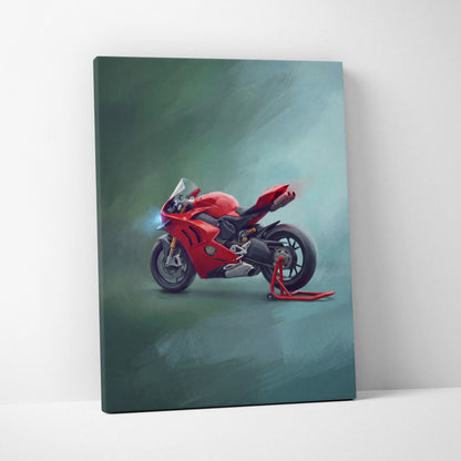 Ducati Panigale Inspired Sport Bike Wall Art, Italian Superbike Canvas Print & Racing Decor