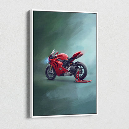 Ducati Panigale Inspired Sport Bike Wall Art, Italian Superbike Canvas Print & Racing Decor