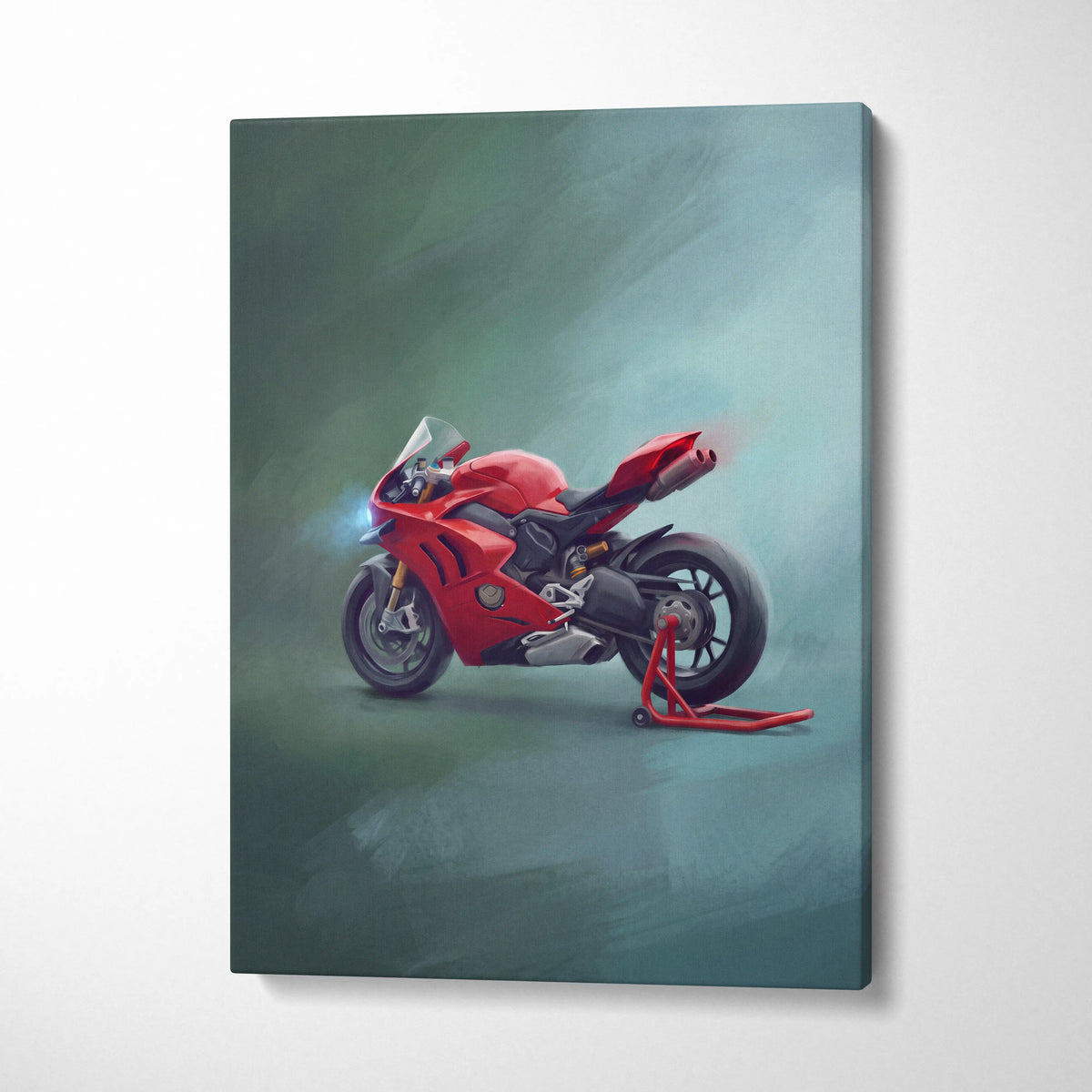 Ducati Panigale Inspired Sport Bike Wall Art, Italian Superbike Canvas Print & Racing Decor