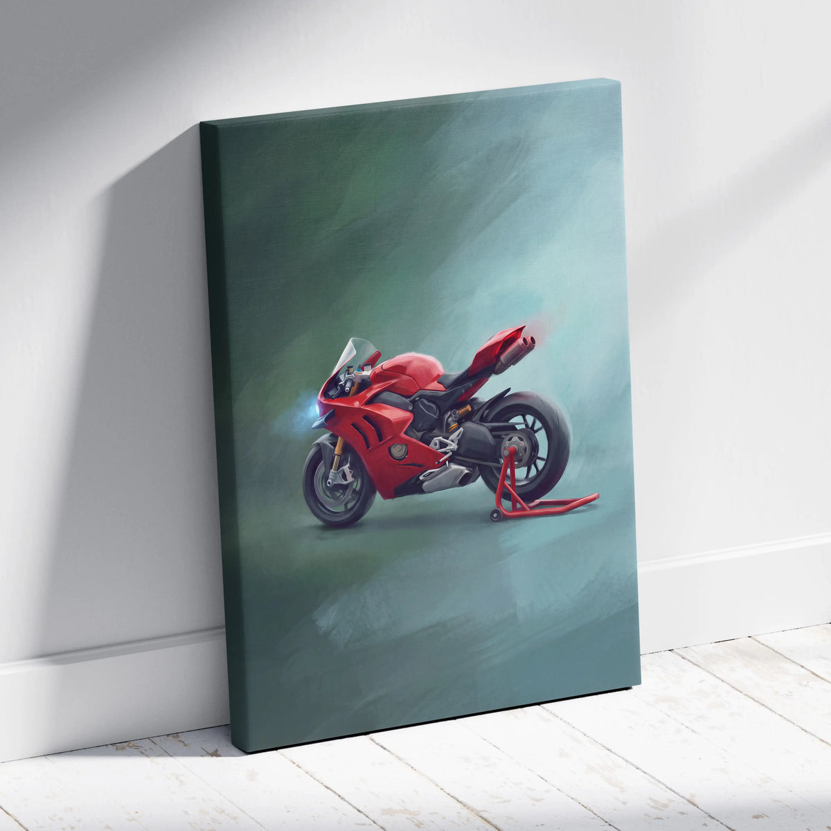 Ducati Panigale Inspired Sport Bike Wall Art, Italian Superbike Canvas Print & Racing Decor