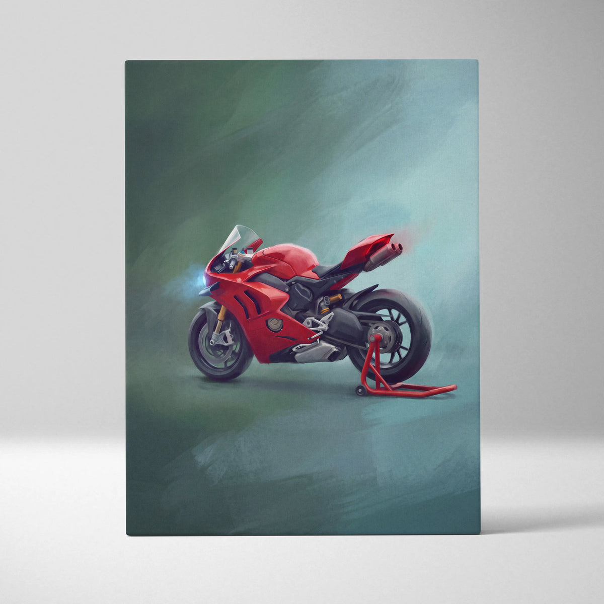 Ducati Panigale Inspired Sport Bike Wall Art, Italian Superbike Canvas Print & Racing Decor