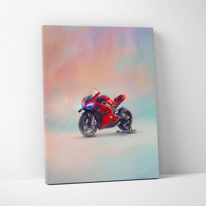 Ducati Superleggera V4 Inspired Supersport Wall Art, Red Superbike Print and Modern Wall Decor
