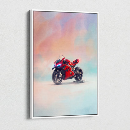 Ducati Superleggera V4 Inspired Supersport Wall Art, Red Superbike Print and Modern Wall Decor