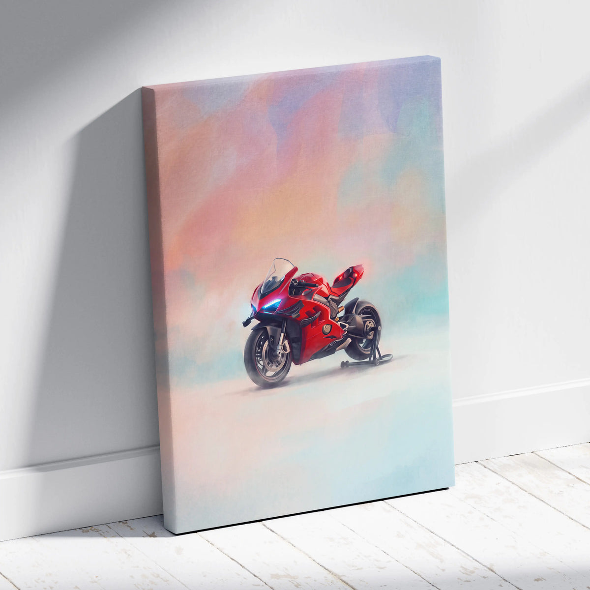 Ducati Superleggera V4 Inspired Supersport Wall Art, Red Superbike Print and Modern Wall Decor