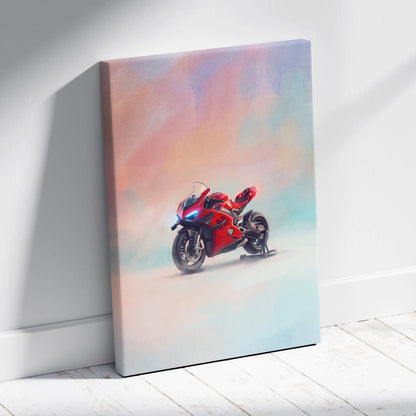Ducati Superleggera V4 Inspired Supersport Wall Art, Red Superbike Print and Modern Wall Decor