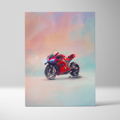 Ducati Superleggera V4 Inspired Supersport Wall Art, Red Superbike Print and Modern Wall Decor