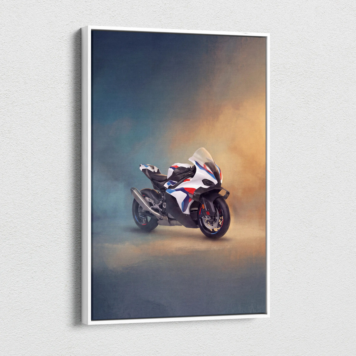 BMW M1000RR Inspired Motorcycle Wall Art, Supersport Canvas Print & Superbike Garage Decor
