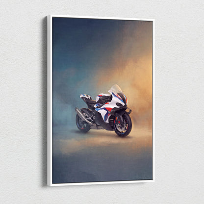 BMW M1000RR Inspired Motorcycle Wall Art, Supersport Canvas Print & Superbike Garage Decor