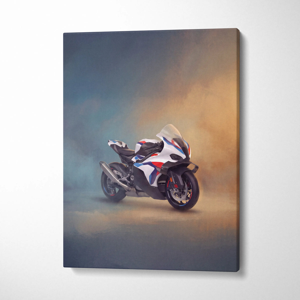 BMW M1000RR Inspired Motorcycle Wall Art, Supersport Canvas Print & Superbike Garage Decor