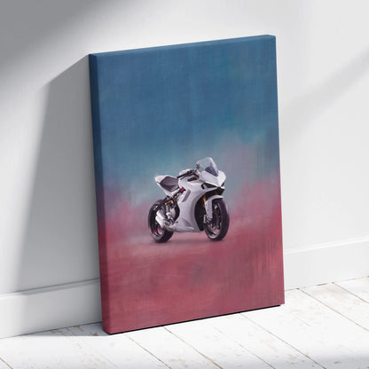 Ducati Panigale Inspired Sport Bike Wall Art, White Canvas Art & Italian Superbike Print