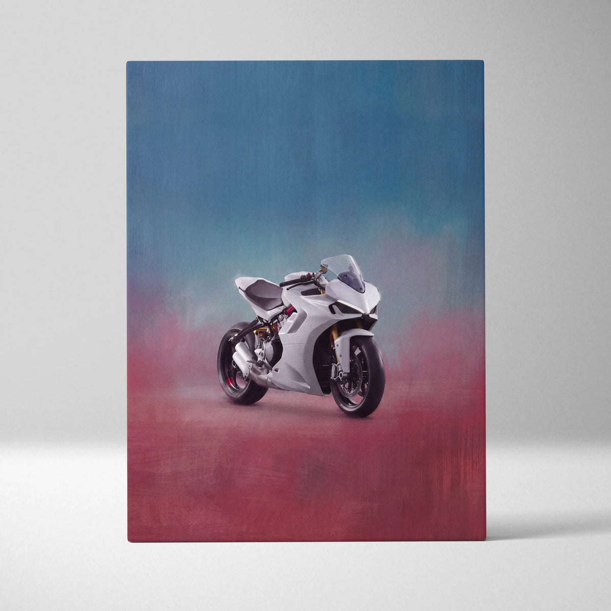 Ducati Panigale Inspired Sport Bike Wall Art, White Canvas Art & Italian Superbike Print