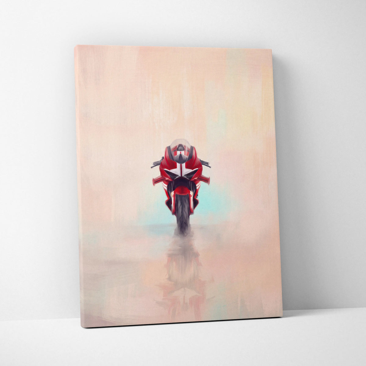Red ducati panigale inspired motorcycle racing poster on canvas perfect for superbike racing enthusiast gifts