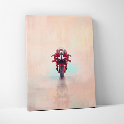 Red ducati panigale inspired motorcycle racing poster on canvas perfect for superbike racing enthusiast gifts