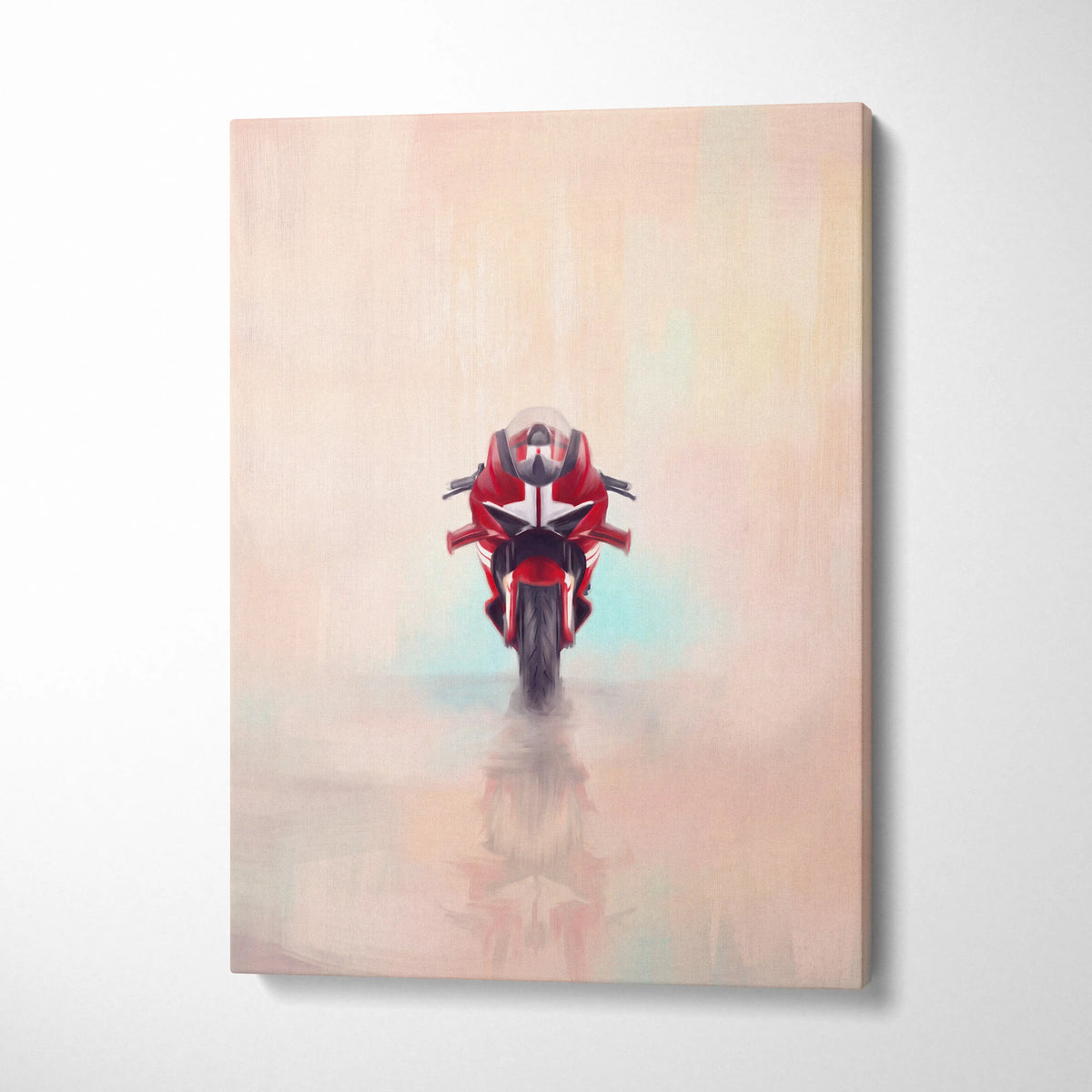 Duccati panigale inspired red and black racing motorcycle canvas art for superbike racing enthusiast gift