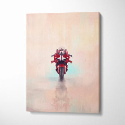 Duccati panigale inspired red and black racing motorcycle canvas art for superbike racing enthusiast gift