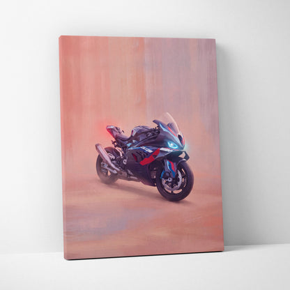 BMW M1000RR Inspired Sport Bike Wall Art, Track Racing Canvas Art & Superbike Garage Print