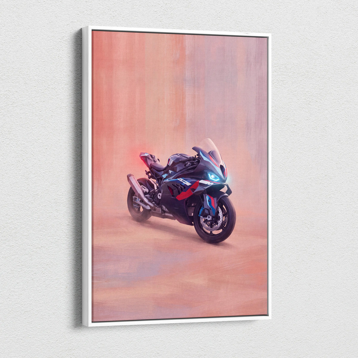 BMW M1000RR Inspired Sport Bike Wall Art, Track Racing Canvas Art & Superbike Garage Print
