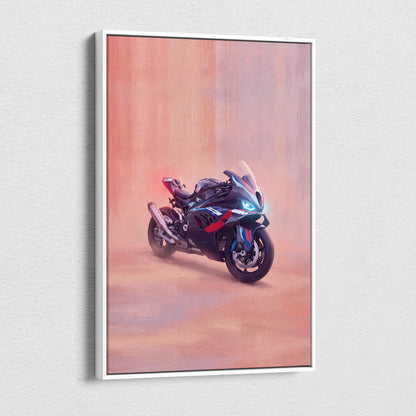 BMW M1000RR Inspired Sport Bike Wall Art, Track Racing Canvas Art & Superbike Garage Print