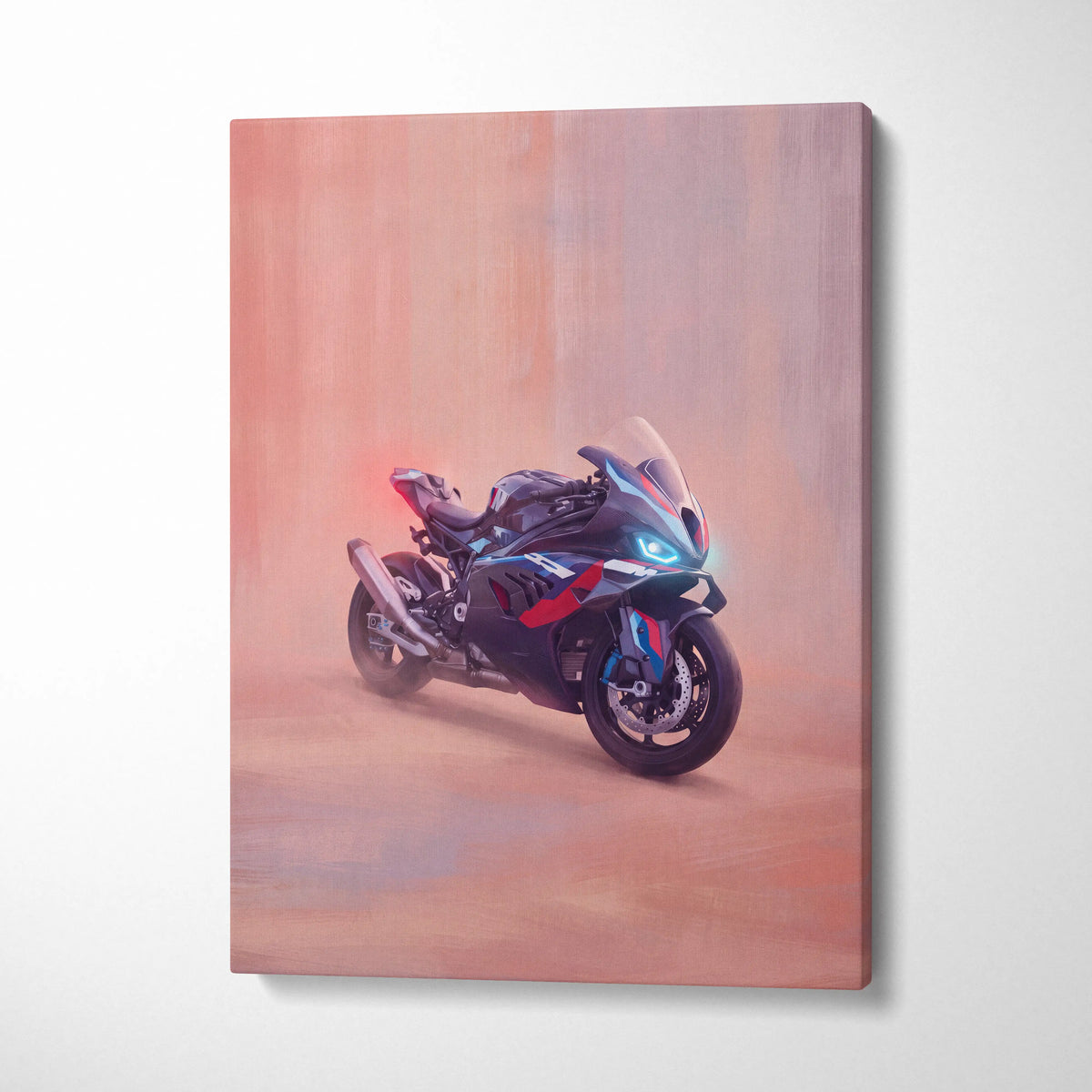 BMW M1000RR Inspired Sport Bike Wall Art, Track Racing Canvas Art & Superbike Garage Print