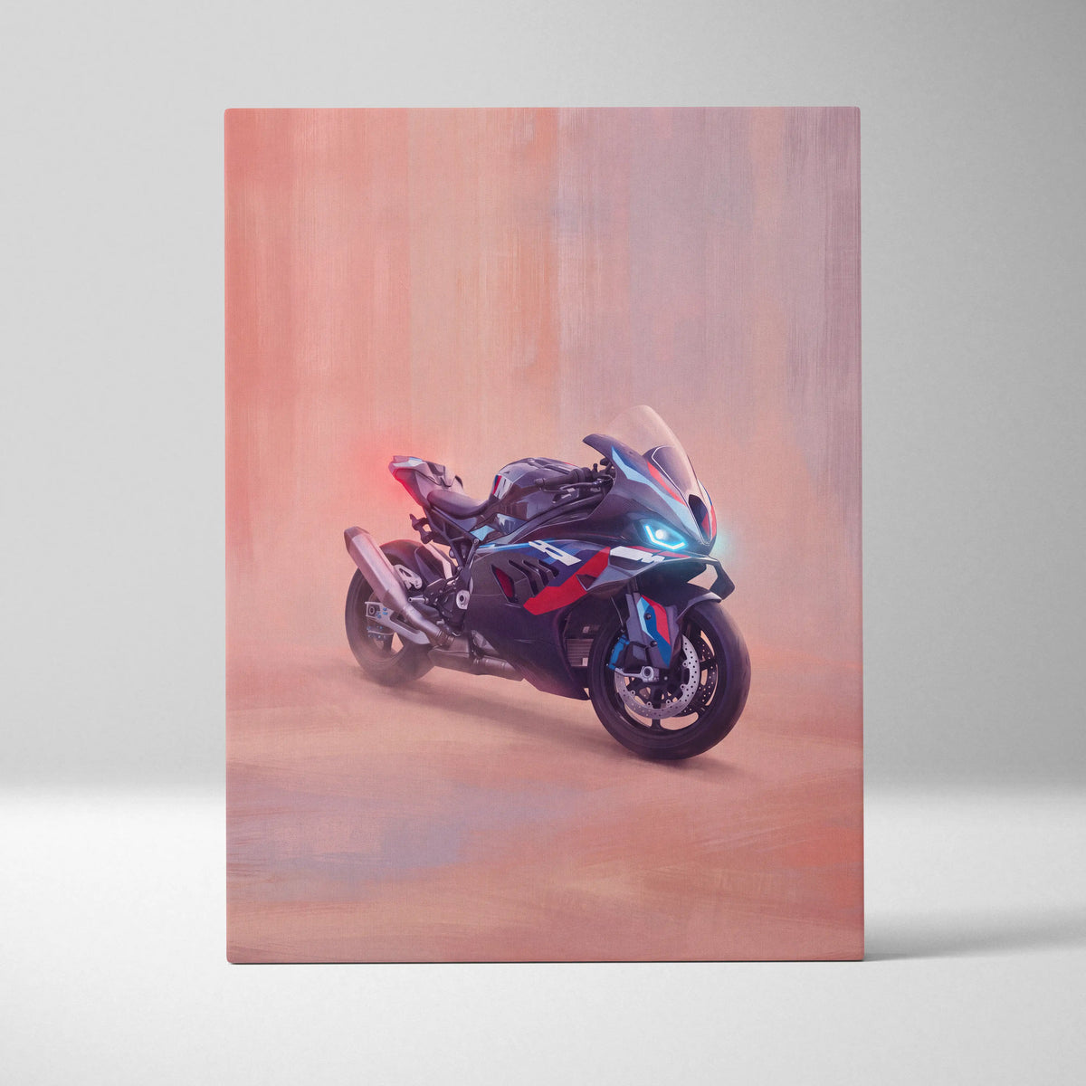 BMW M1000RR Inspired Sport Bike Wall Art, Track Racing Canvas Art & Superbike Garage Print