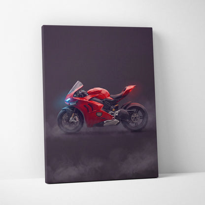 Ducati Panigale V4S Inspired Motorcycle Wall Art, Track Weapon Canvas and Racing Fan Gift