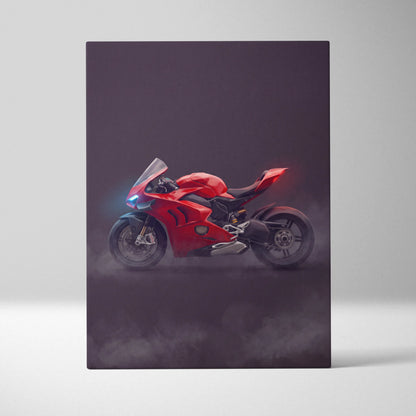 Ducati Panigale V4S Inspired Motorcycle Wall Art, Track Weapon Canvas and Racing Fan Gift