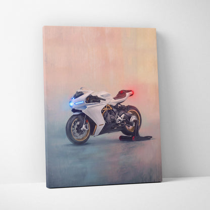 MV Agusta Superveloce Inspired Motorcycle Wall Art, Retro Canvas Print & Cafe Racer Decor