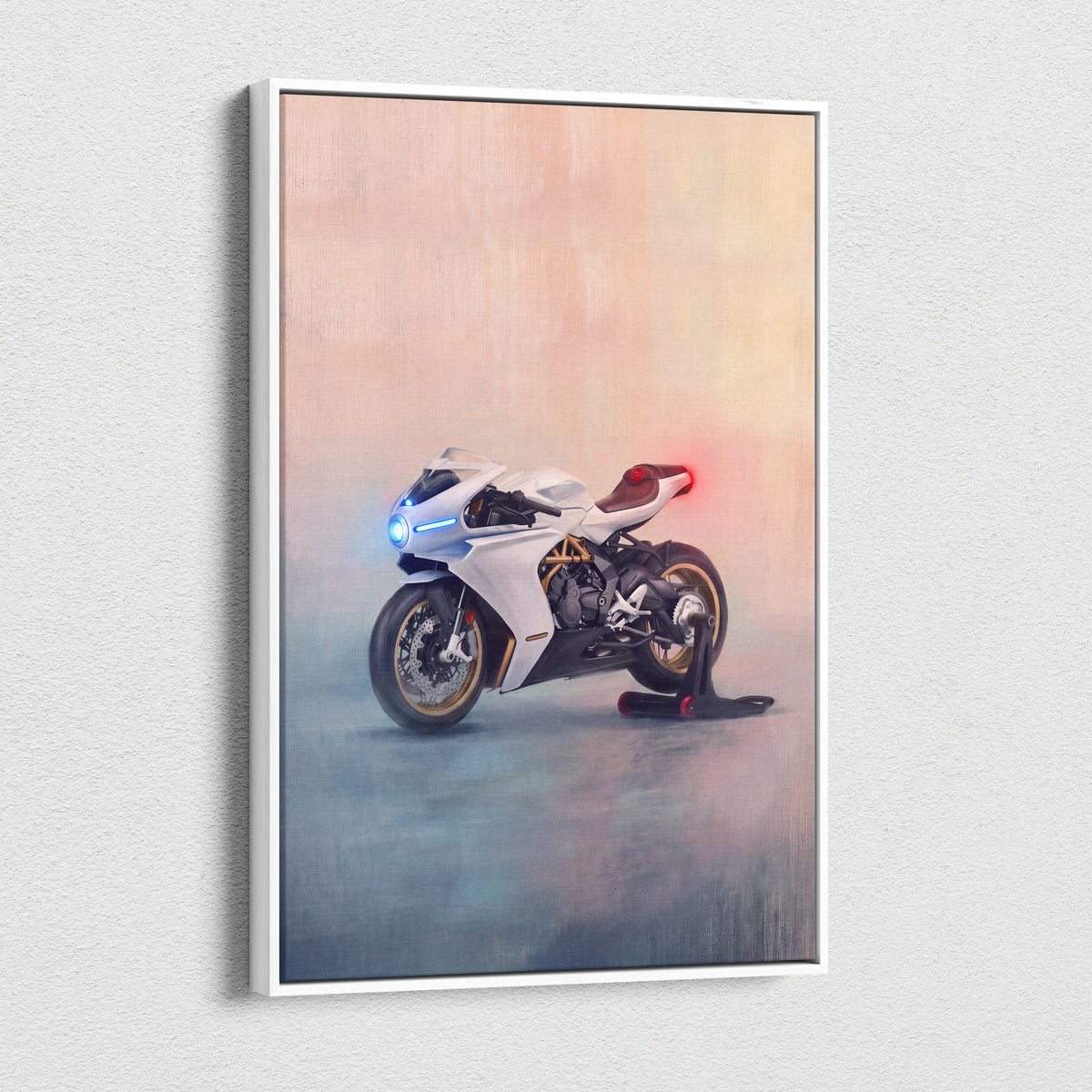 MV Agusta Superveloce Inspired Motorcycle Wall Art, Retro Canvas Print & Cafe Racer Decor