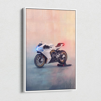 MV Agusta Superveloce Inspired Motorcycle Wall Art, Retro Canvas Print & Cafe Racer Decor