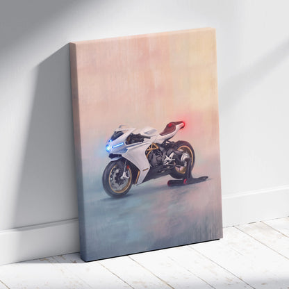 MV Agusta Superveloce Inspired Motorcycle Wall Art, Retro Canvas Print & Cafe Racer Decor