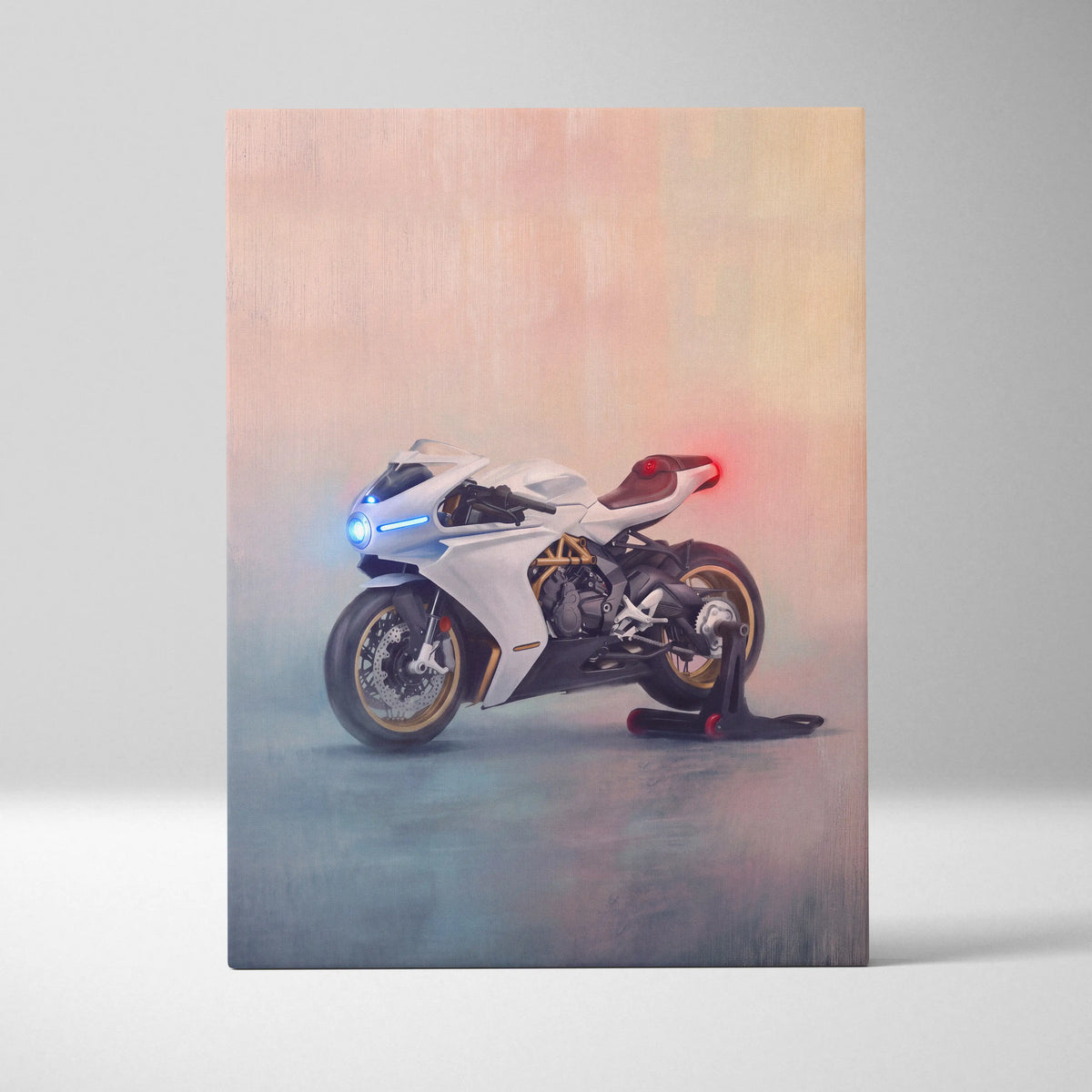 MV Agusta Superveloce Inspired Motorcycle Wall Art, Retro Canvas Print & Cafe Racer Decor