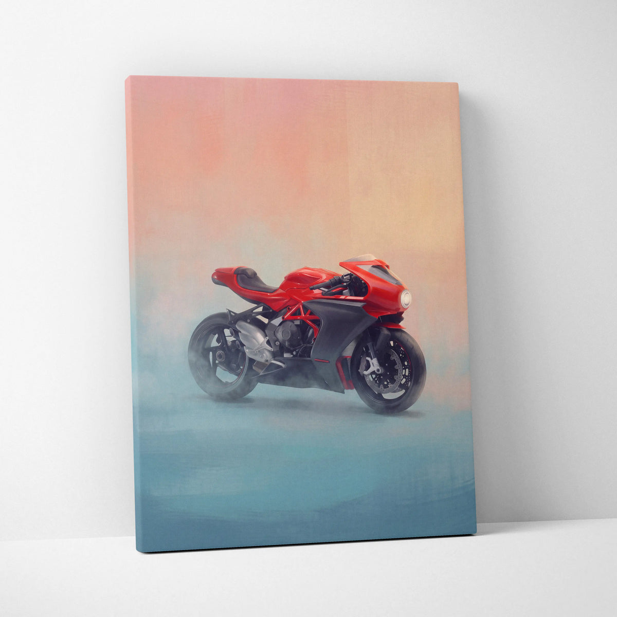MV Agusta Superveloce Inspired Canvas Art, Retro Cafe Racer Wall Art & Garage Decor