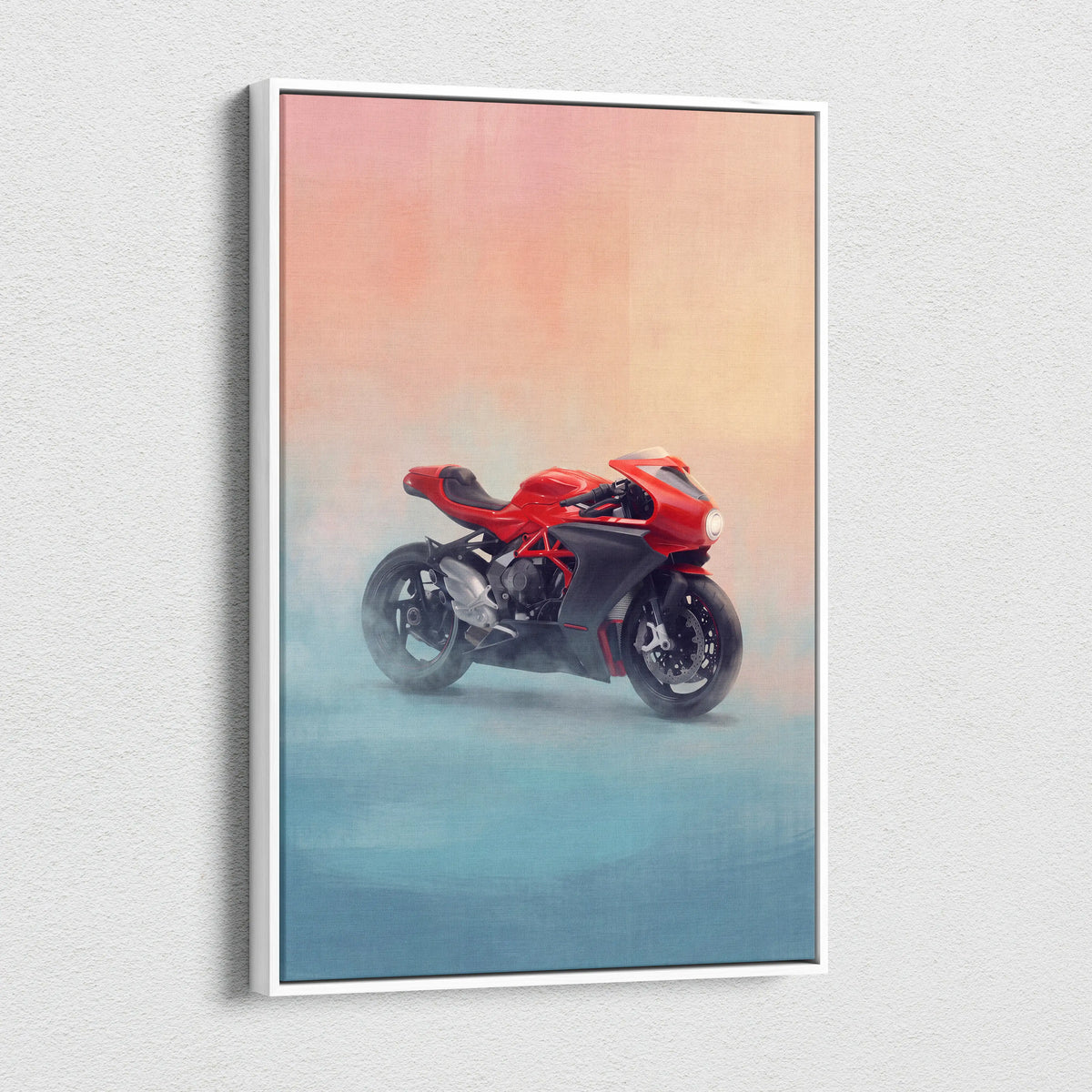 MV Agusta Superveloce Inspired Canvas Art, Retro Cafe Racer Wall Art & Garage Decor