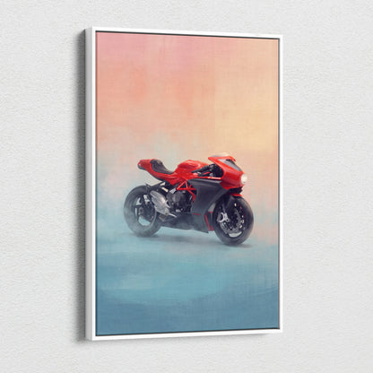 MV Agusta Superveloce Inspired Canvas Art, Retro Cafe Racer Wall Art & Garage Decor