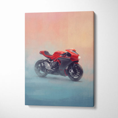 MV Agusta Superveloce Inspired Canvas Art, Retro Cafe Racer Wall Art & Garage Decor