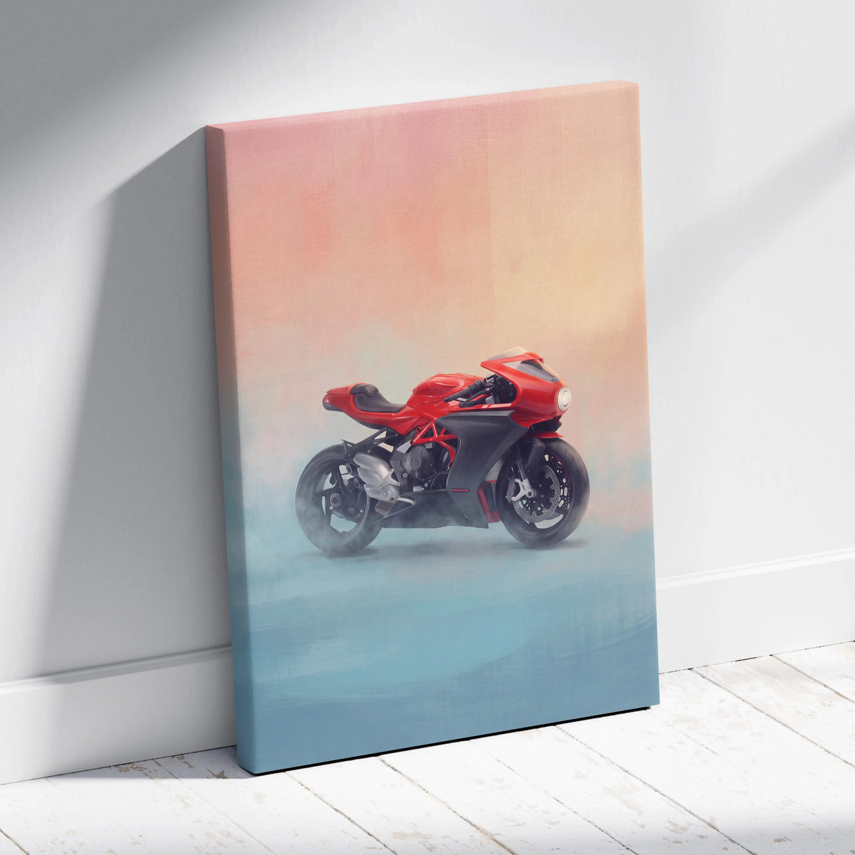 MV Agusta Superveloce Inspired Canvas Art, Retro Cafe Racer Wall Art & Garage Decor