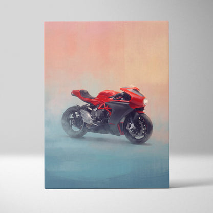 MV Agusta Superveloce Inspired Canvas Art, Retro Cafe Racer Wall Art & Garage Decor