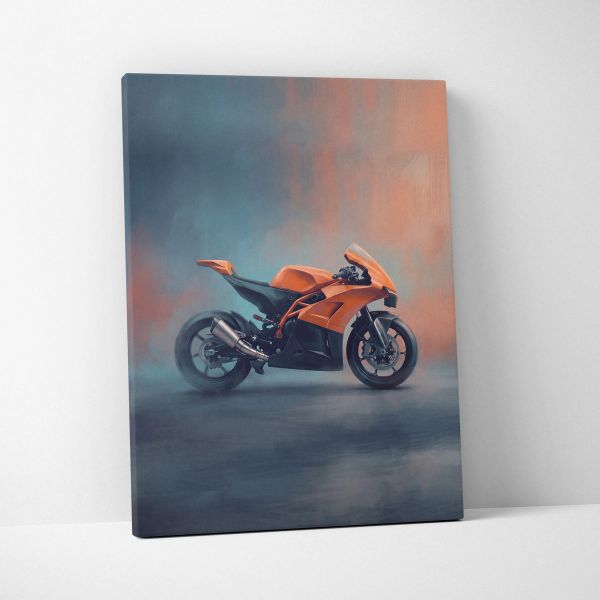 KTM RC8 Inspired Sport Bike Wall Art, Racing Canvas Art & Superbike Garage Print
