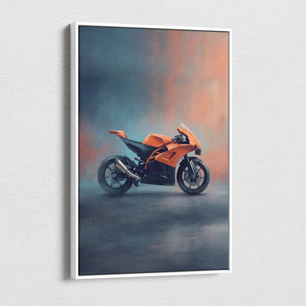 KTM RC8 Inspired Sport Bike Wall Art, Racing Canvas Art & Superbike Garage Print
