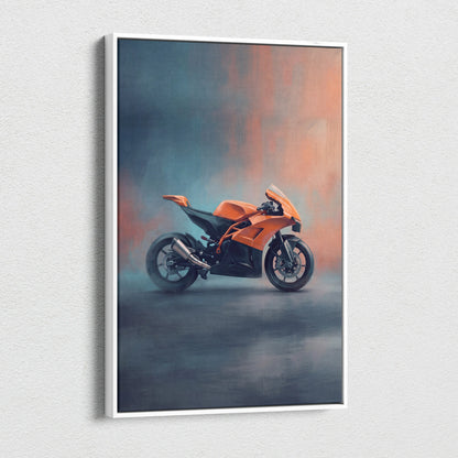 KTM RC8 Inspired Sport Bike Wall Art, Racing Canvas Art & Superbike Garage Print