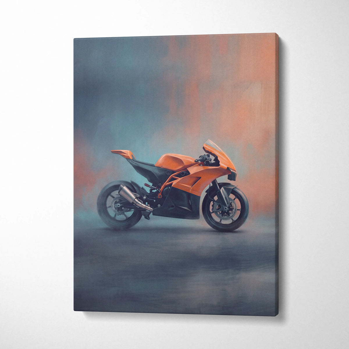 KTM RC8 Inspired Sport Bike Wall Art, Racing Canvas Art & Superbike Garage Print